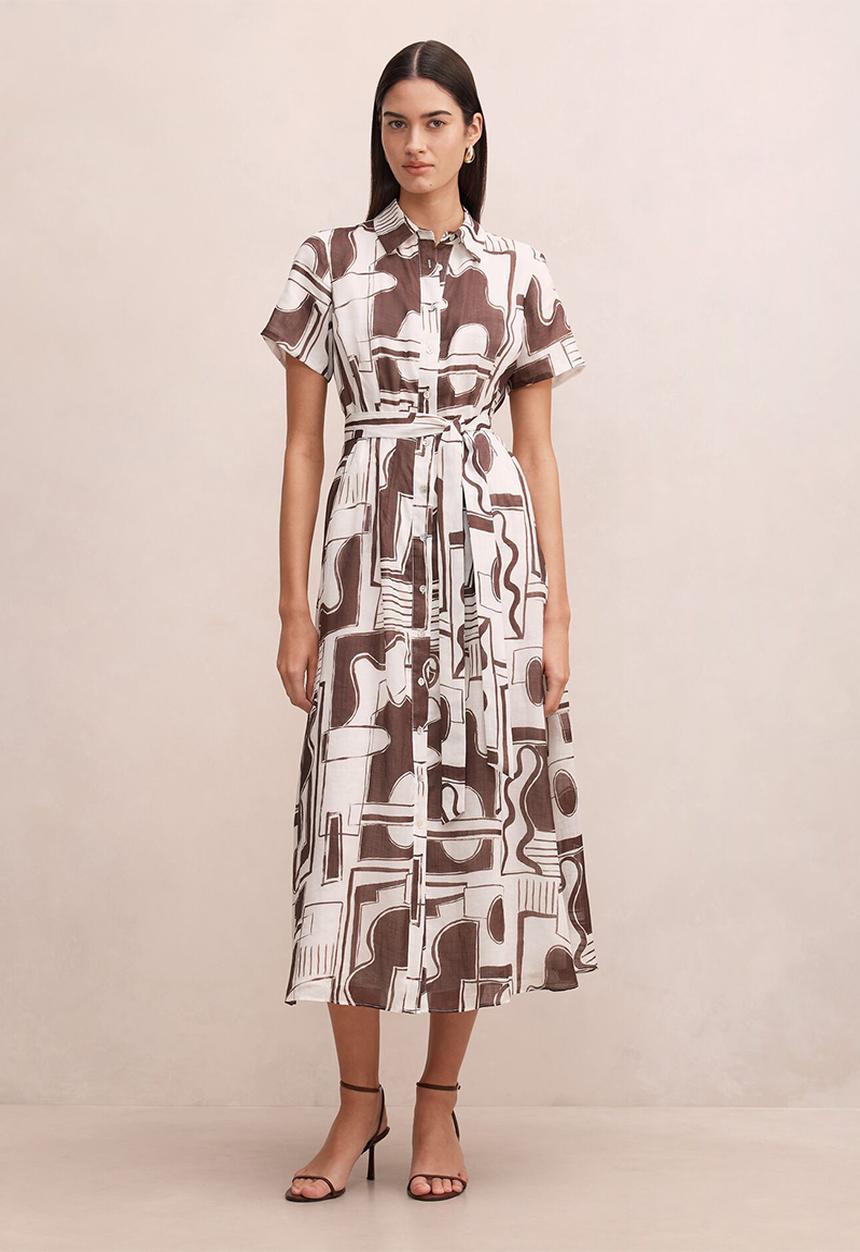 Forever New - Joy short sleeve midi dress - light arlon abstract
