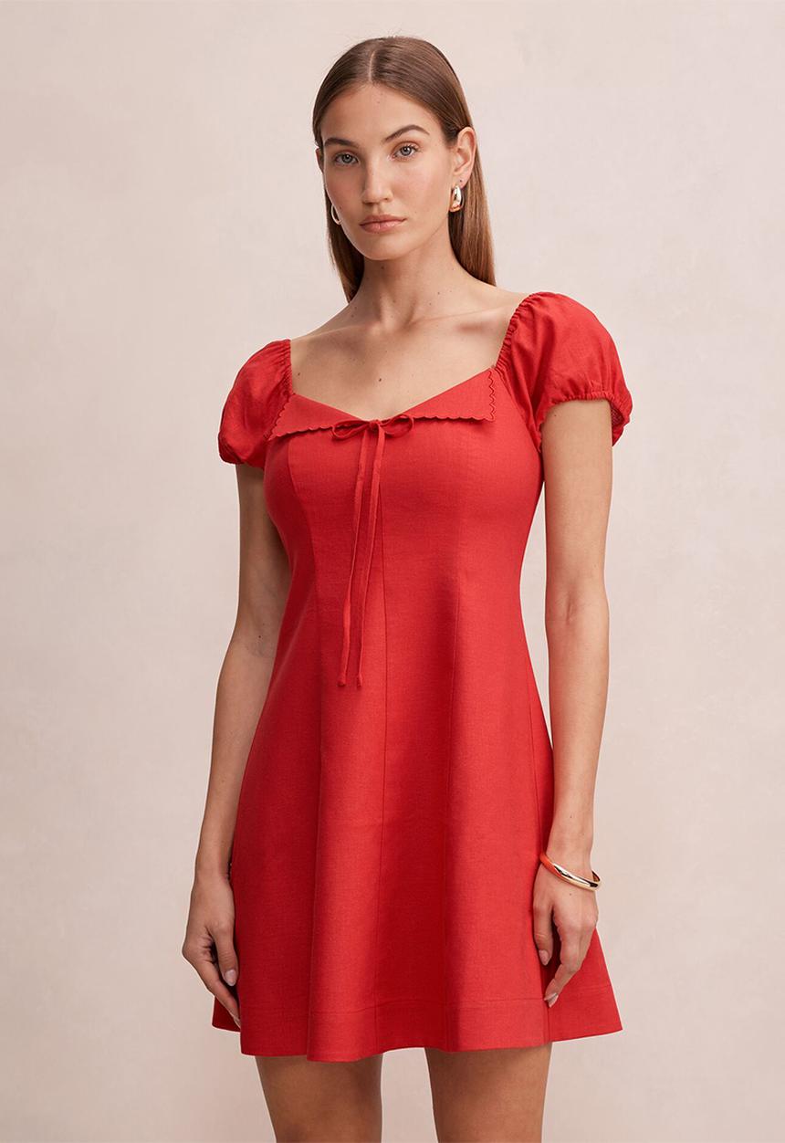 Forever New - Portia folded collar linen mini dress - racing red