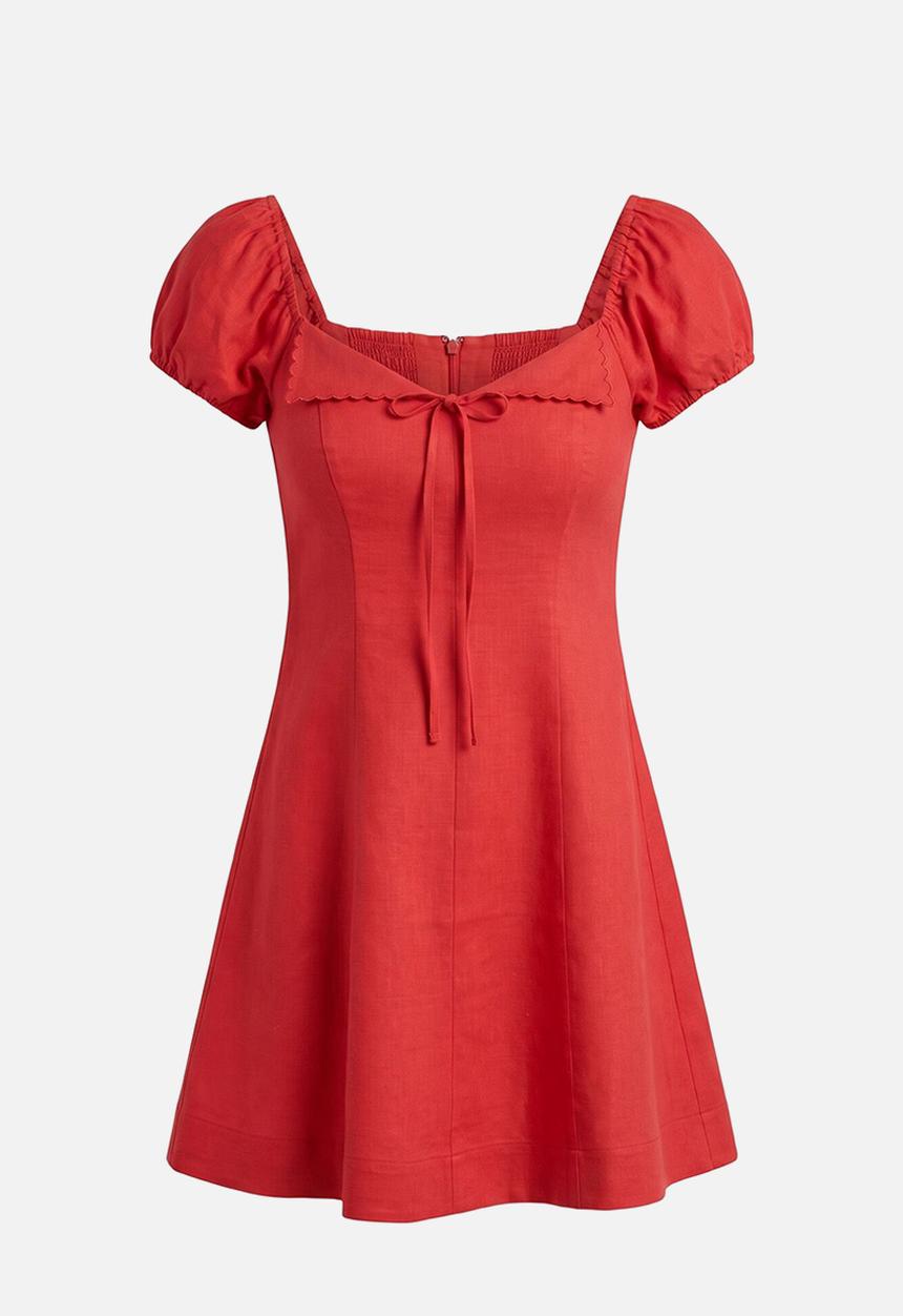 Forever New - Portia folded collar linen mini dress - racing red
