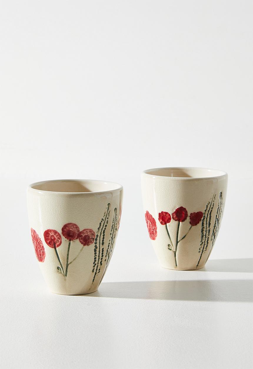 Sixth Floor - Stoneware Mug Field Flower - Red Set 2