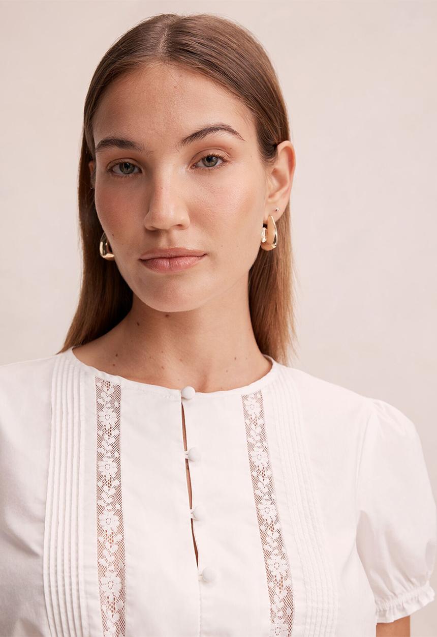 Forever New - Delta lace pintuck blouse - porcelain