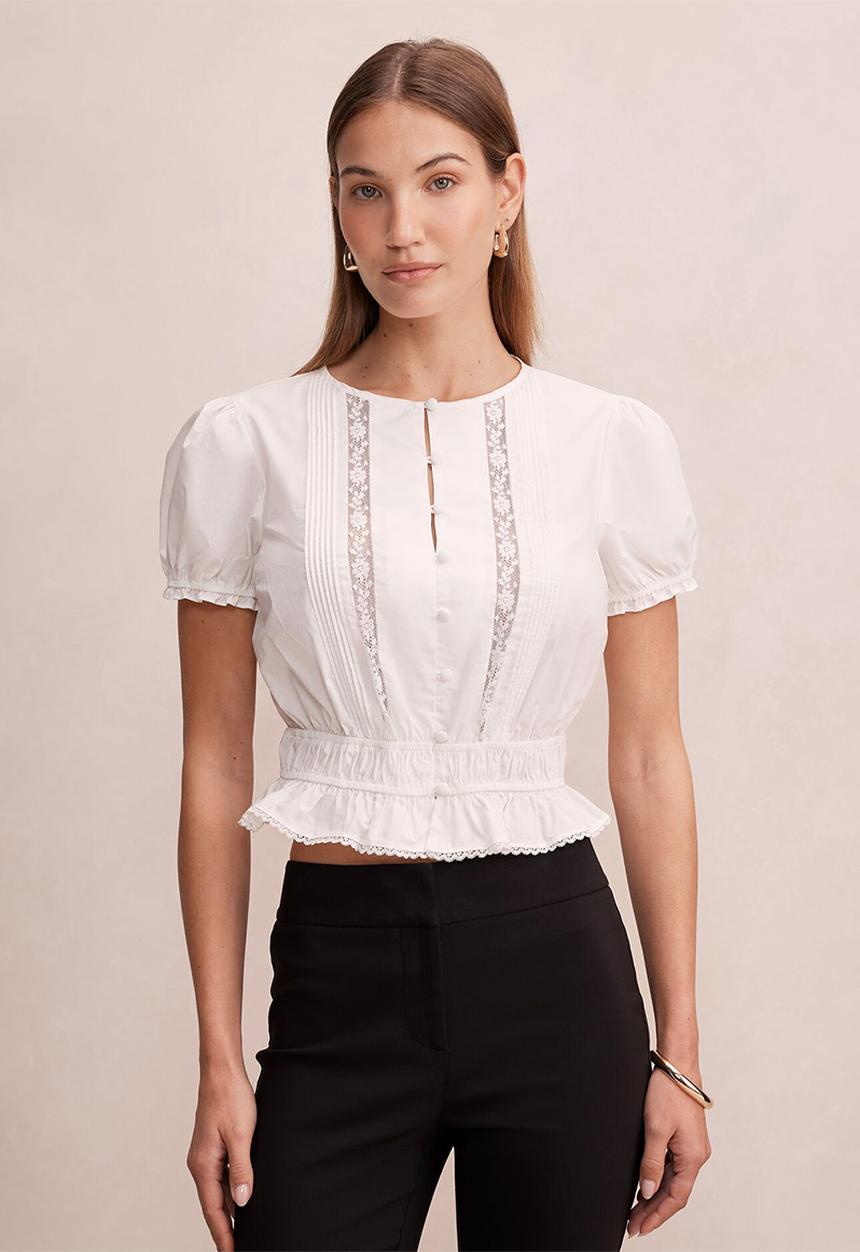 Forever New - Delta lace pintuck blouse - porcelain