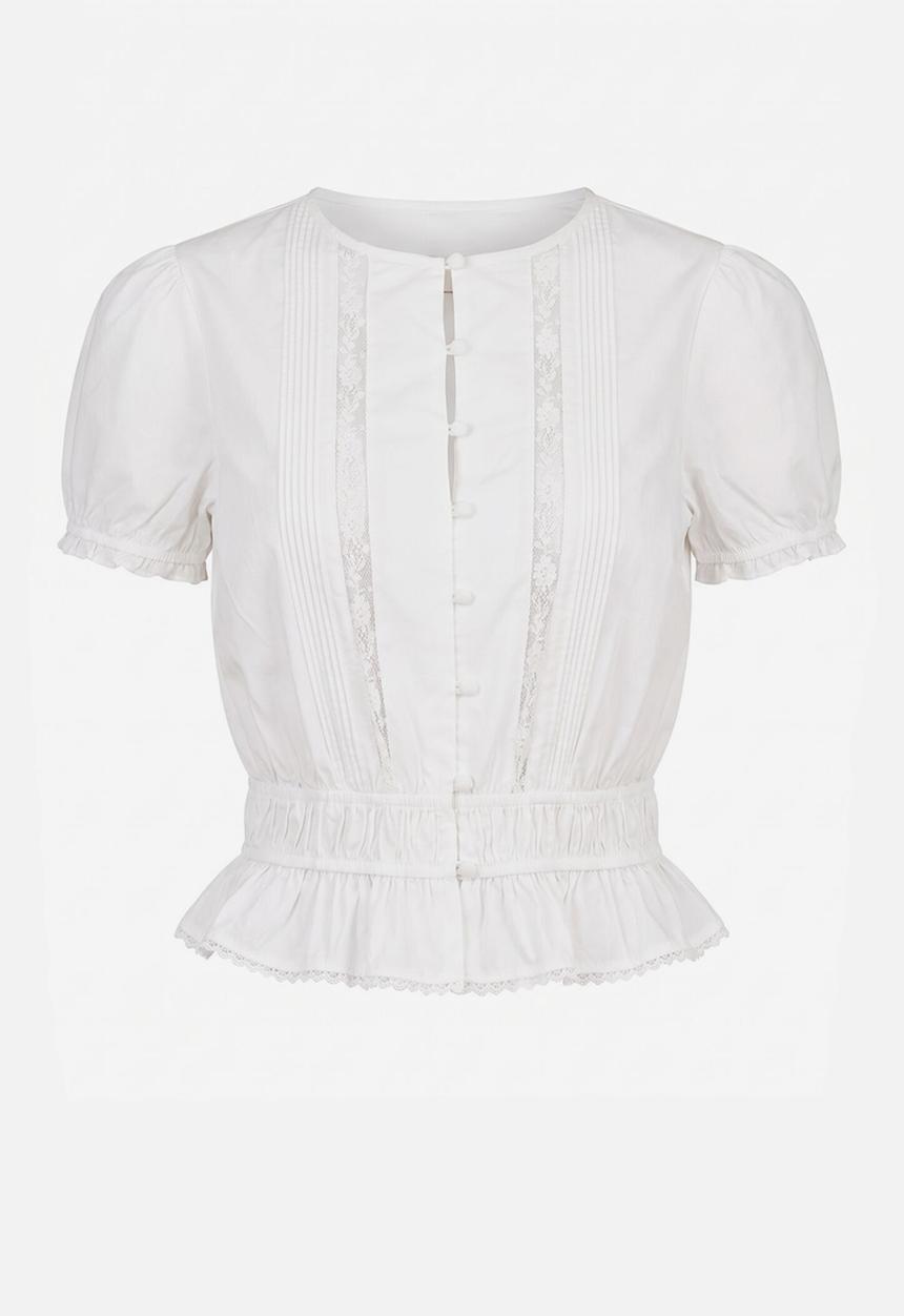 Forever New - Delta lace pintuck blouse - porcelain