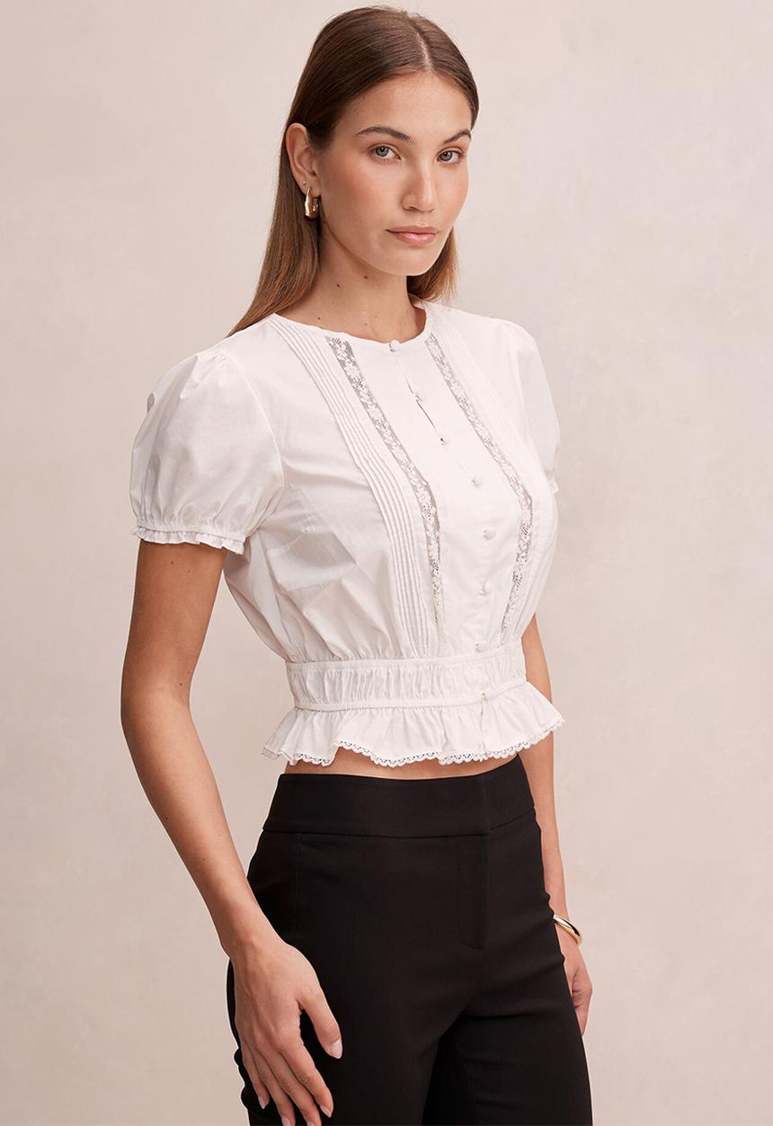 Forever New - Delta lace pintuck blouse - porcelain