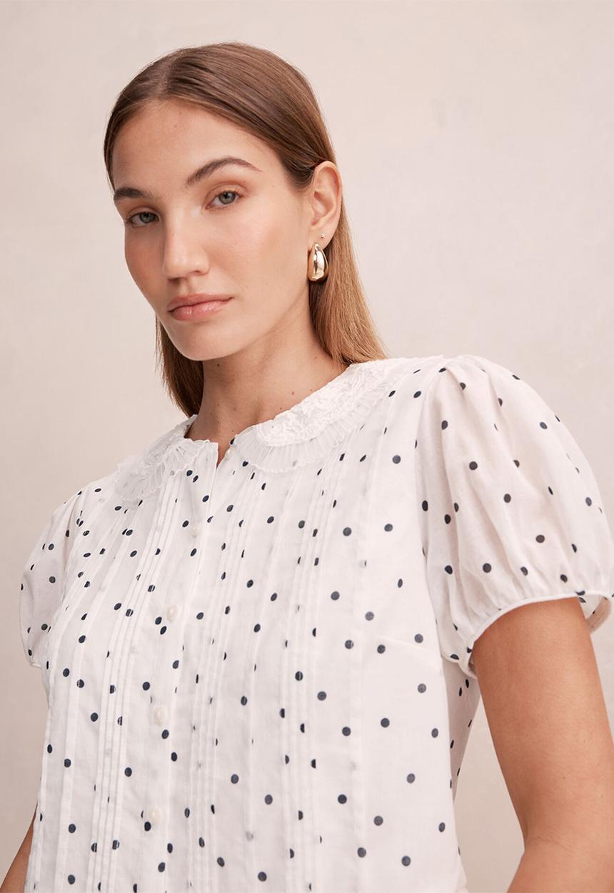 Forever New - Cece peplum blouse - navy findon spot