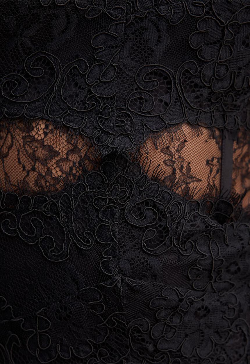 Forever New - Amity lace corset sheer maxi dress - black
