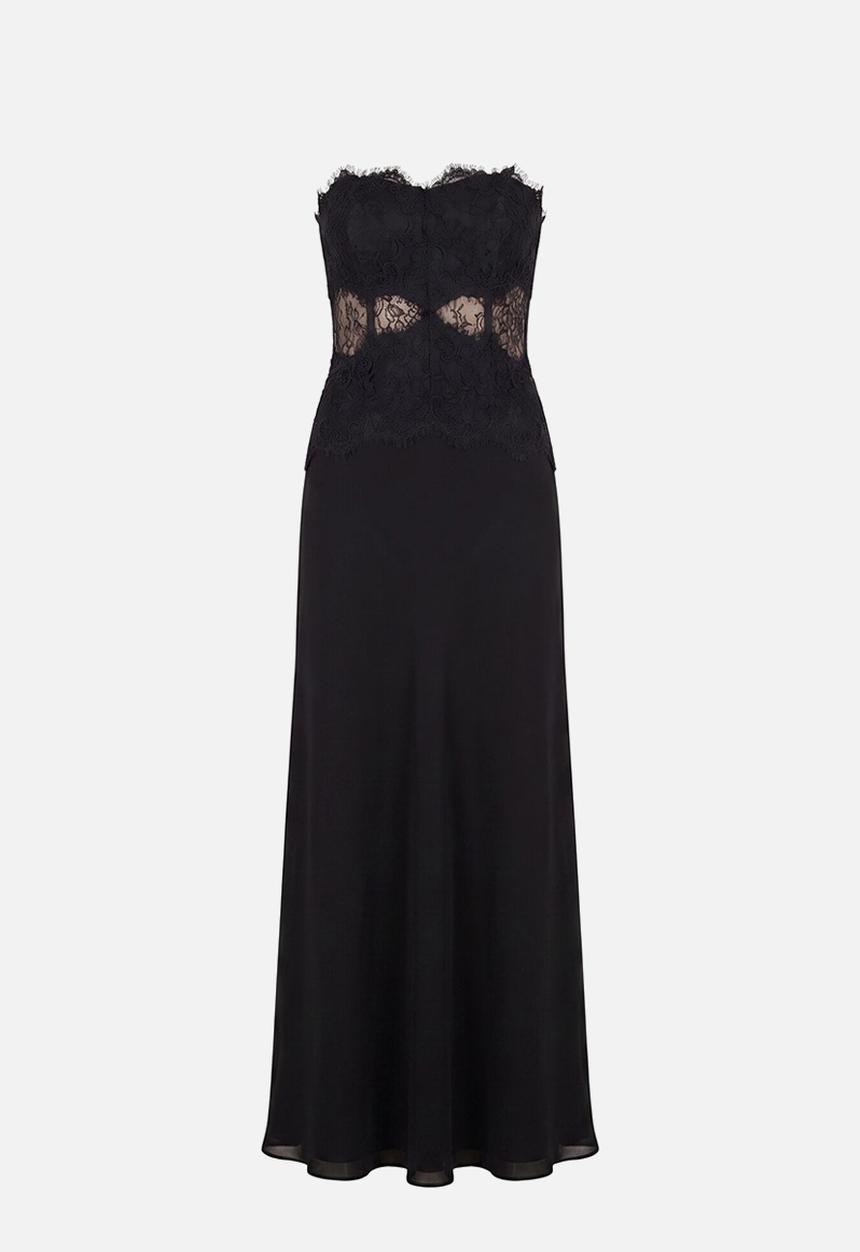 Forever New - Amity lace corset sheer maxi dress - black