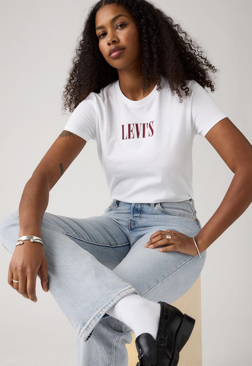 Levi’s® - The Perfect Tee - Serif Stud Outline Bright White