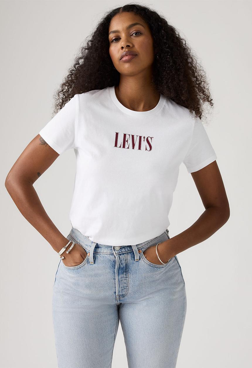 Levi’s® - The Perfect Tee - Serif Stud Outline Bright White