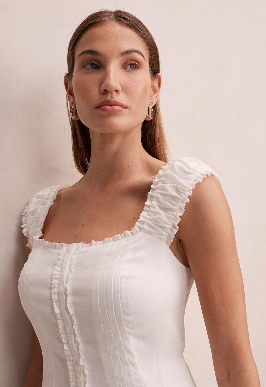Forever New - Adriana pintuck linen midi dress - porcelain