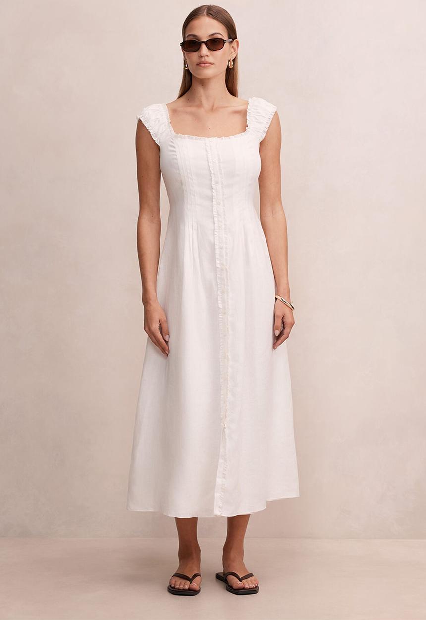 Forever New - Adriana pintuck linen midi dress - porcelain