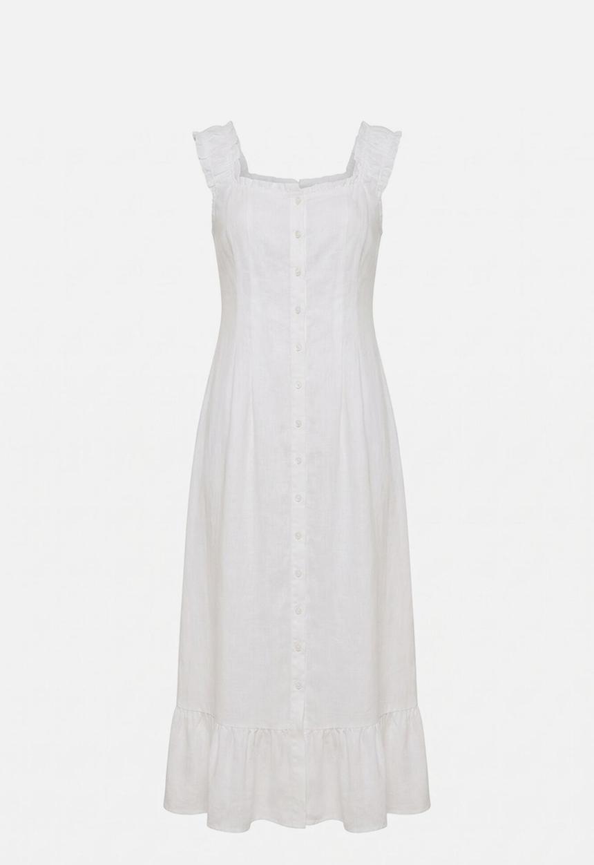 Forever New - Adriana pintuck linen midi dress - porcelain