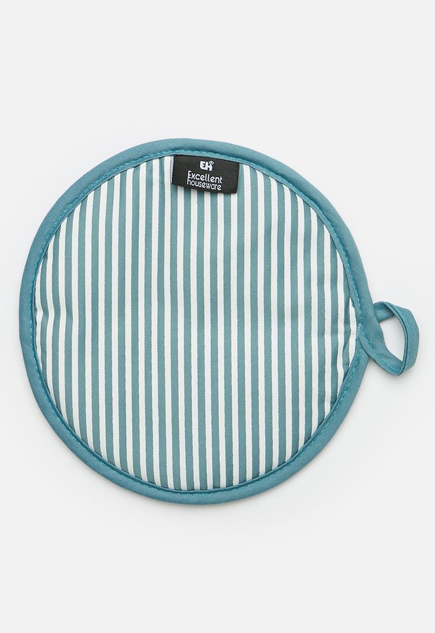 Excellent Houseware - Stripped Oven Mit Set - Blue