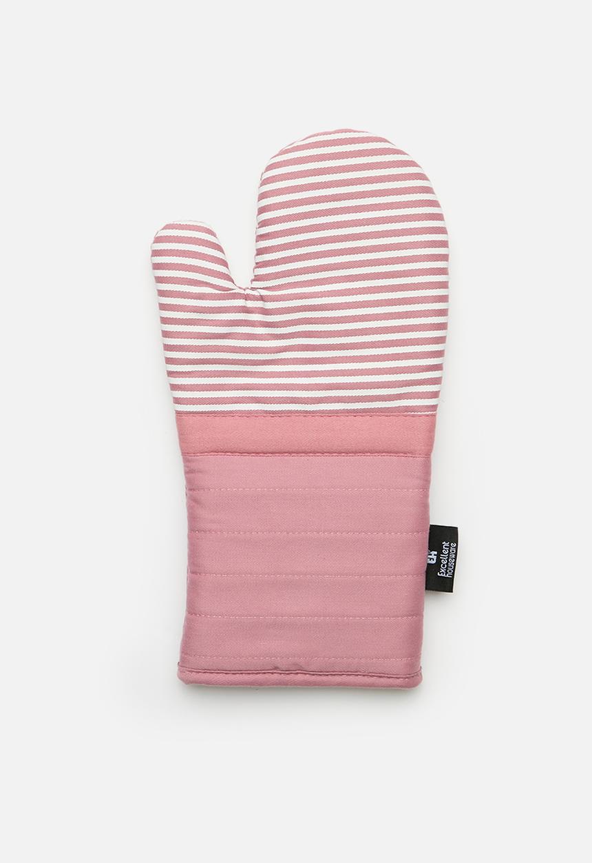 Excellent Houseware - Stripped Oven Mit Set - Pink