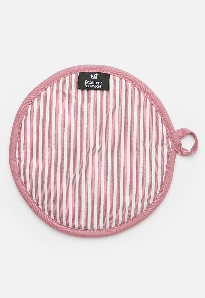 Excellent Houseware - Stripped Oven Mit Set - Pink