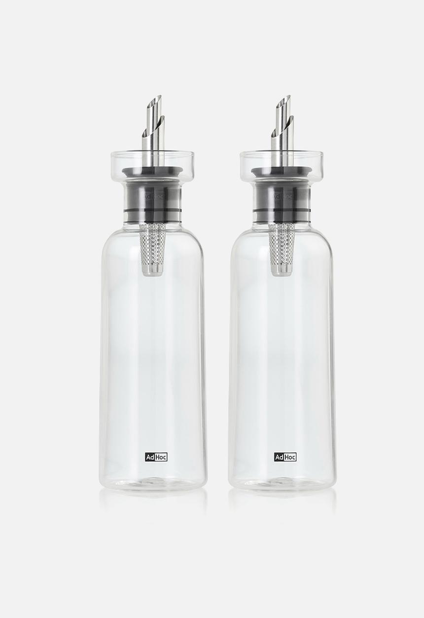 Adhoc - AdHoc AromaPour Clear Glass Oil & Vinegar Set – 300ml, Drip-Free Spout