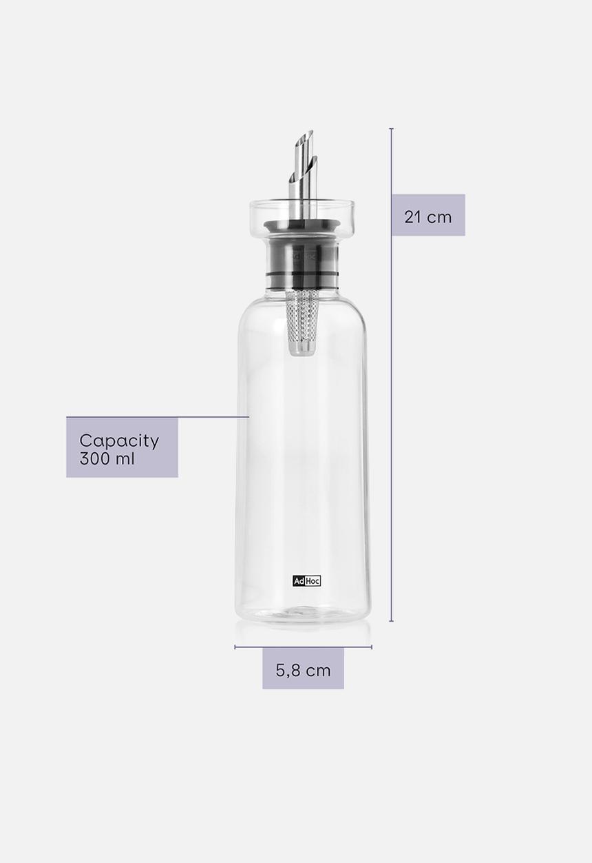 Adhoc - AdHoc AromaPour Clear Glass Oil & Vinegar Set – 300ml, Drip-Free Spout