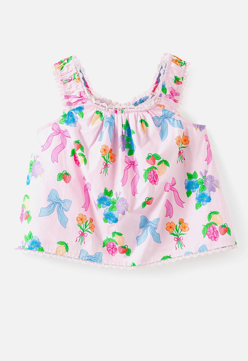 Cotton On - Gigi Babydoll Top & Gigi Bubble Hem Pant Pack - Ballet Pink/Bows