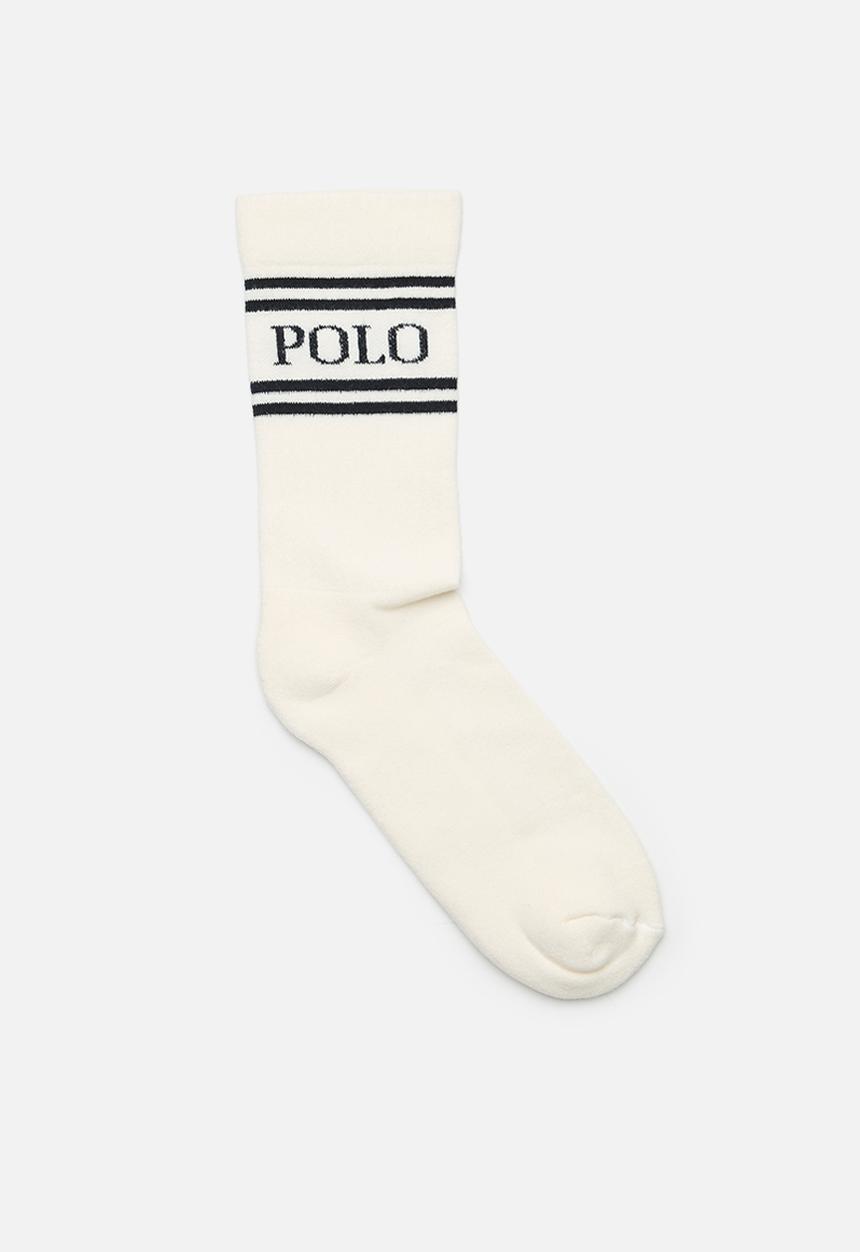 POLO - Logo Stripe Crew Sock - Milk