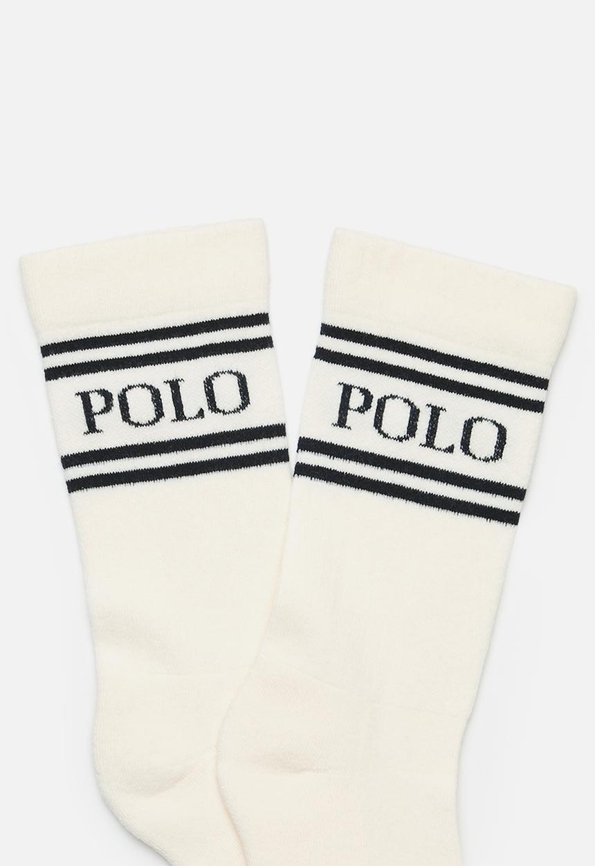 POLO - Logo Stripe Crew Sock - Milk