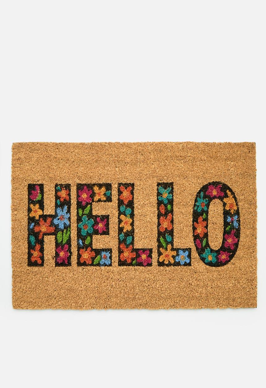 H&S - 40x60 Printed coir hello door mat - multi