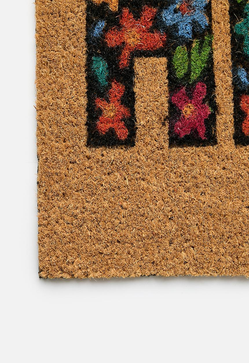 H&S - 40x60 Printed coir hello door mat - multi