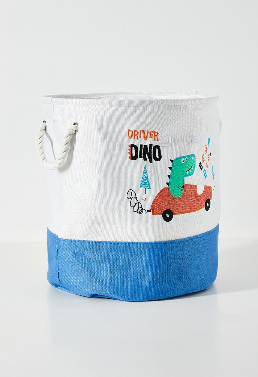 Pop Candy - Dino graphic canvas laundry bin - sand dune/blue