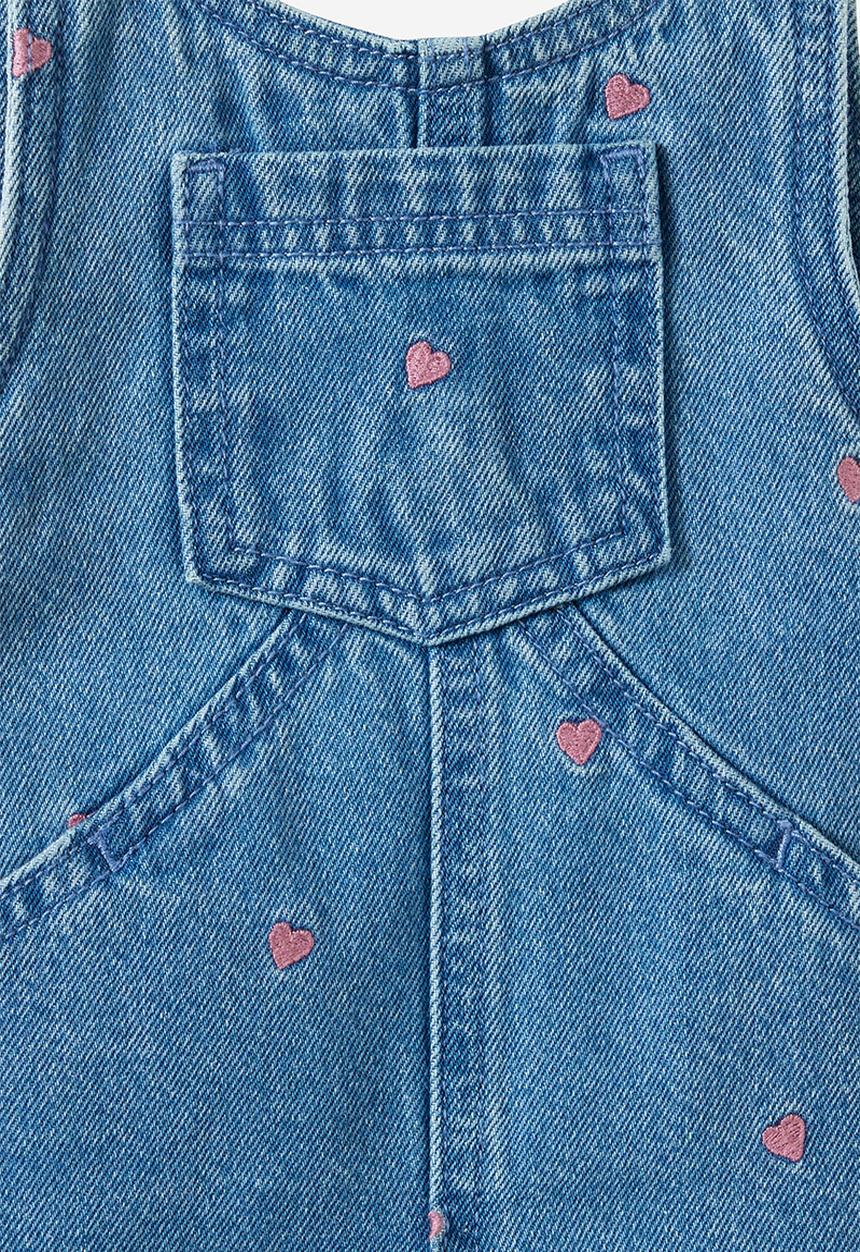 Cotton On - Aspen Denim Shortall - Burleigh Blue Wash/Heart