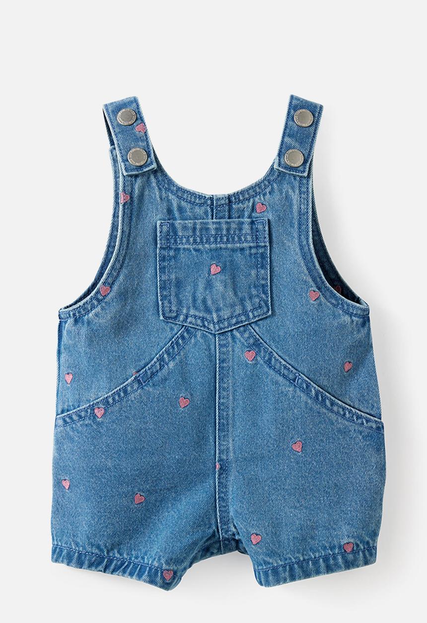 Cotton On - Aspen Denim Shortall - Burleigh Blue Wash/Heart