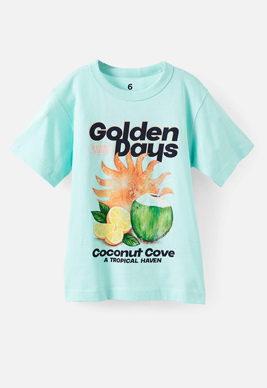 Cotton On - Essentials Graphic Short Sleeve Tee - Sea Glass/Golden Days
