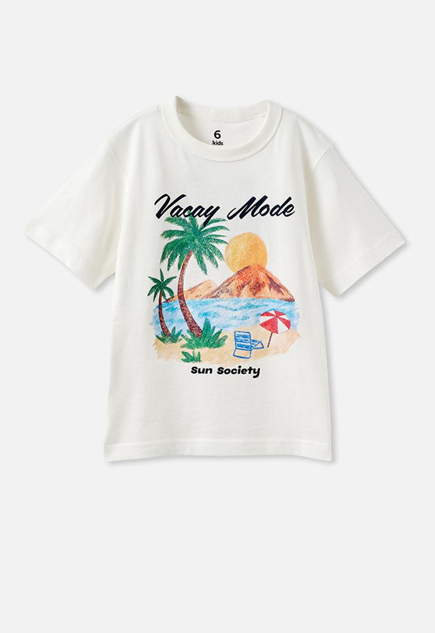 Cotton On - Essentials Graphic Short Sleeve Tee - Vanilla/Vacay Mode