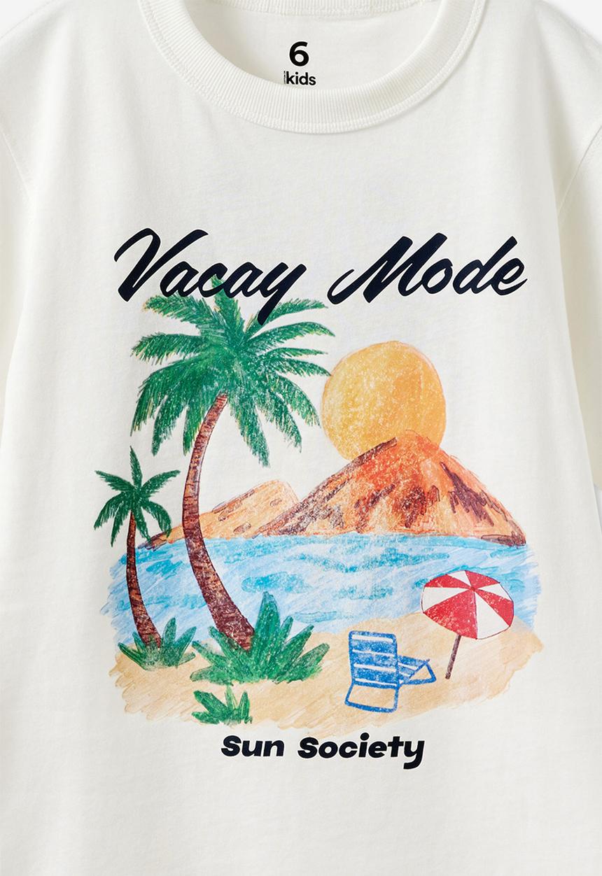 Cotton On - Essentials Graphic Short Sleeve Tee - Vanilla/Vacay Mode