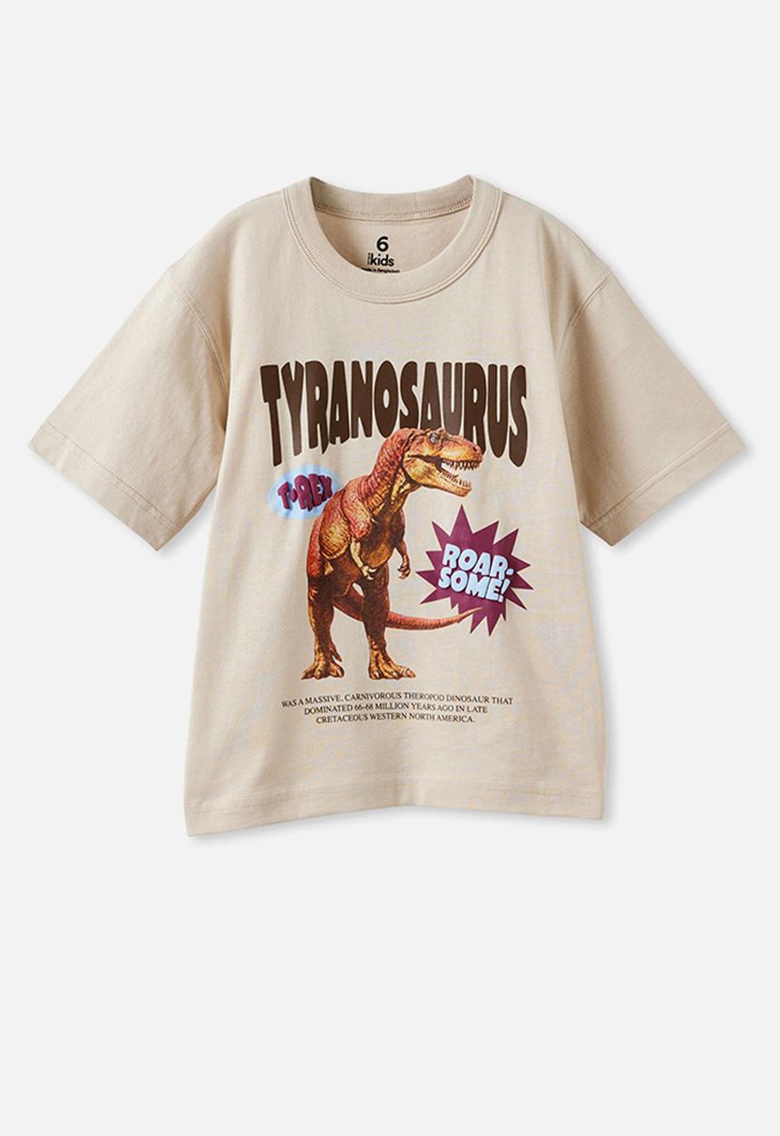 Cotton On - Essentials Graphic Short Sleeve Tee - Rainy Day/T-Rex