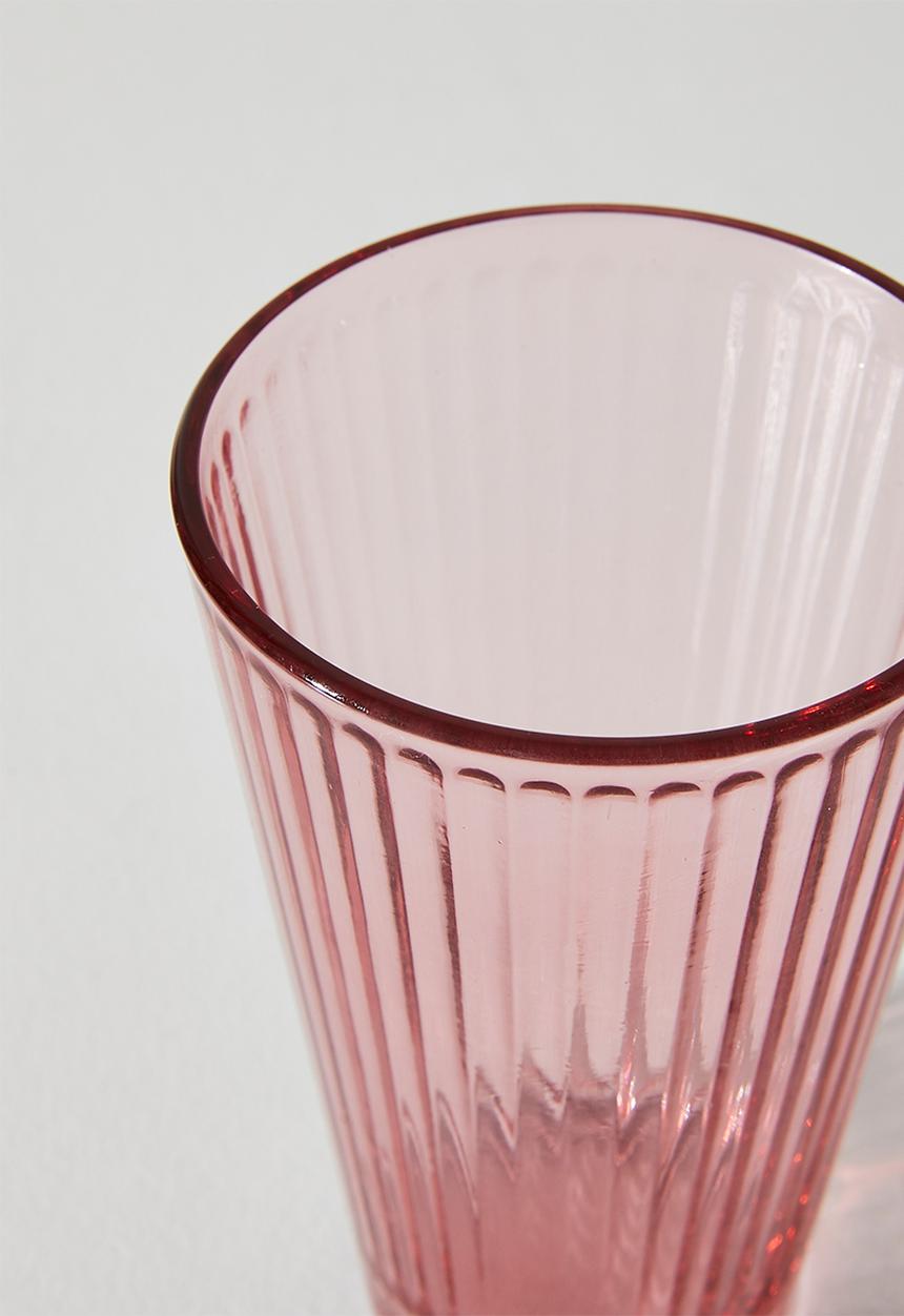 Excellent Houseware - Ribbed Dark Pink Drinking Glass Set - 6pcs