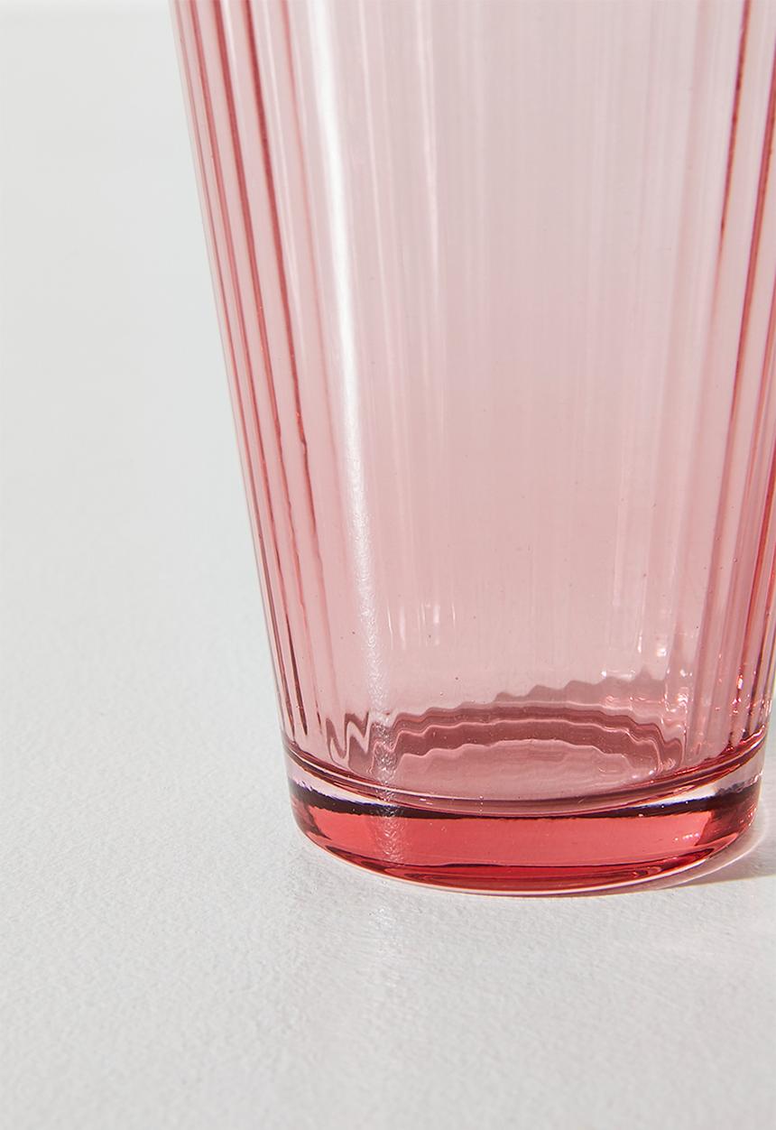Excellent Houseware - Ribbed Dark Pink Drinking Glass Set - 6pcs