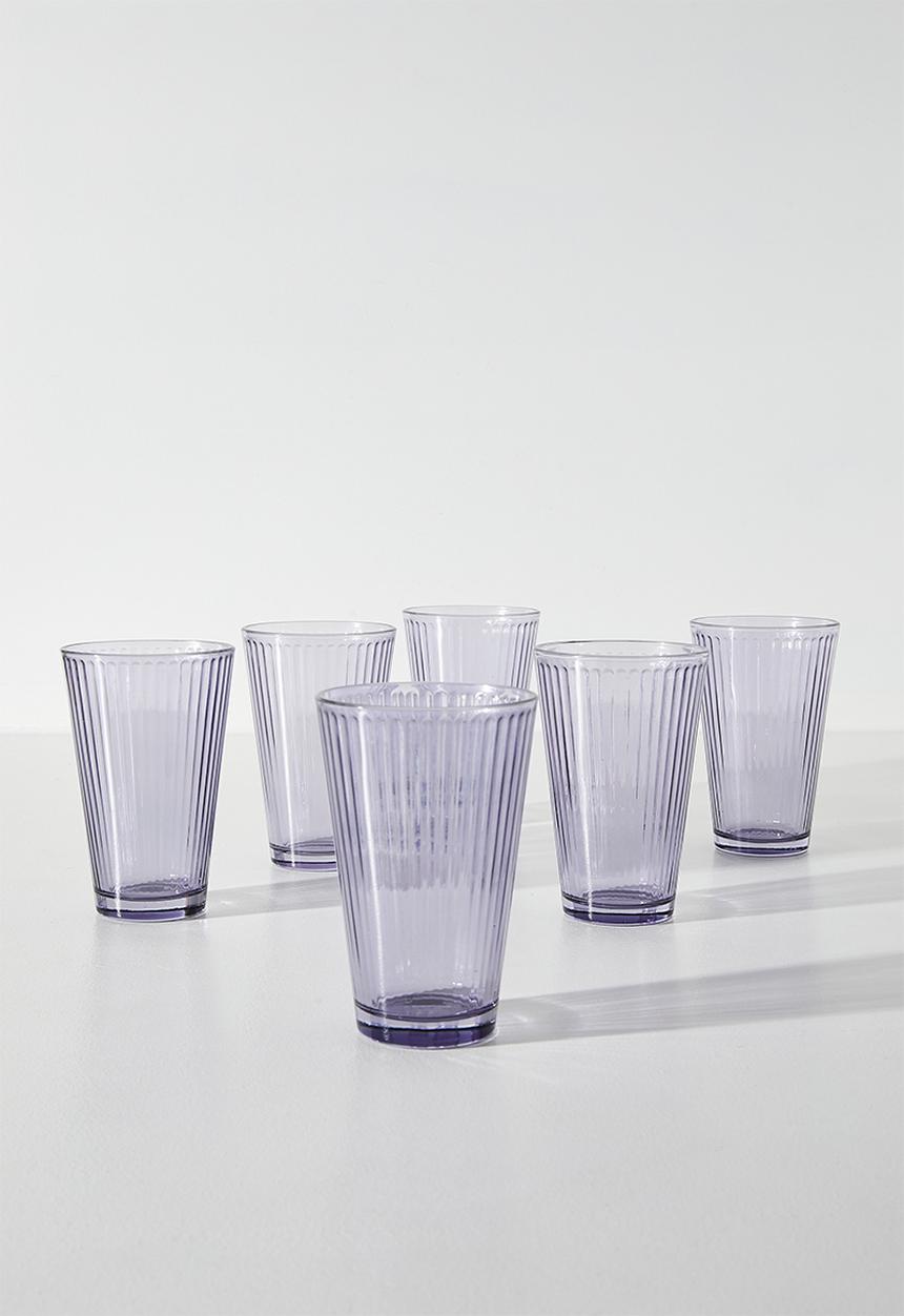 Excellent Houseware - Ribbed Purple  Drinking Glass Set - 6pcs