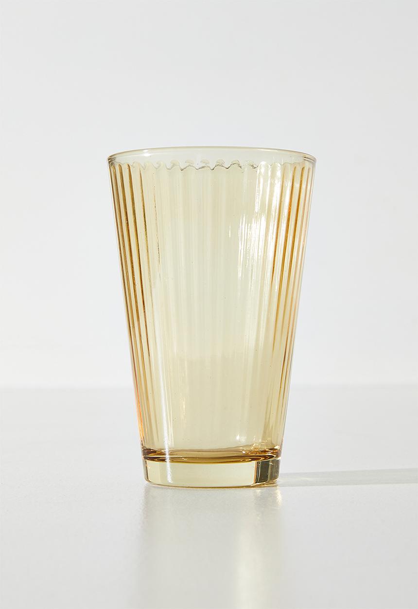 Excellent Houseware - Ribbed Yellow Drinking Glass Set - 6pcs