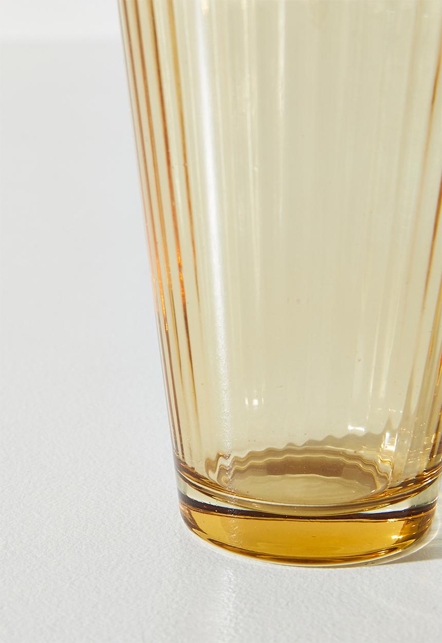 Excellent Houseware - Ribbed Yellow Drinking Glass Set - 6pcs