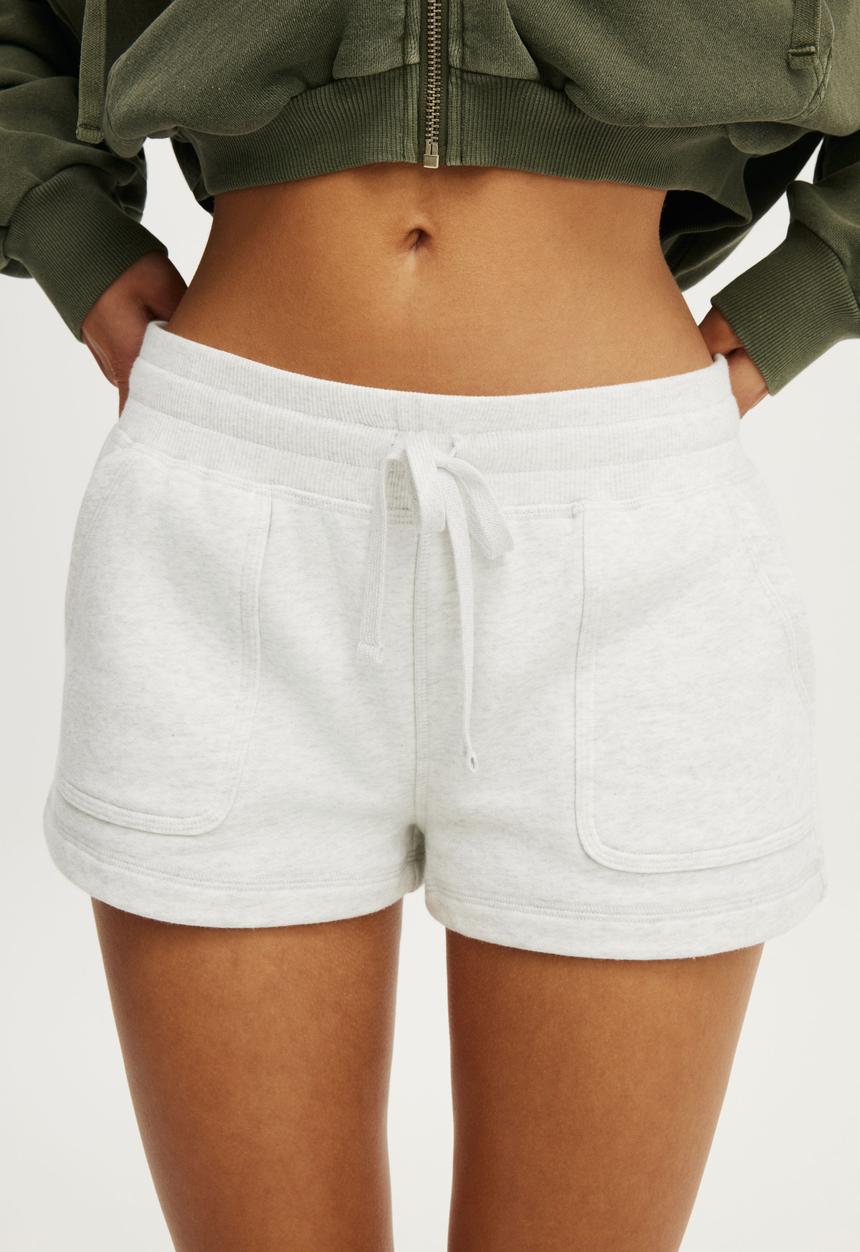 Cotton On - Active Fleece Utility Short - Light Grey Marle