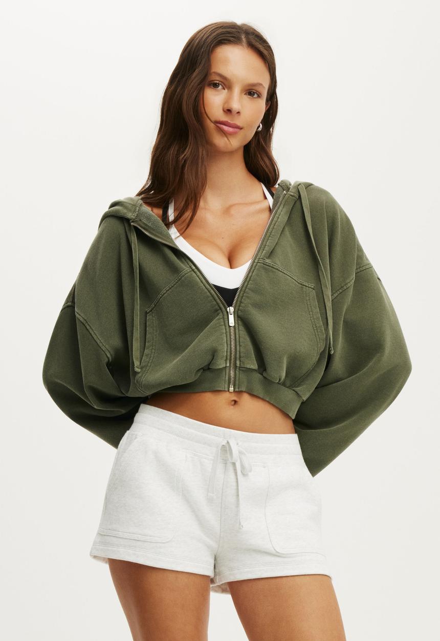 Cotton On - Active Fleece Utility Short - Light Grey Marle