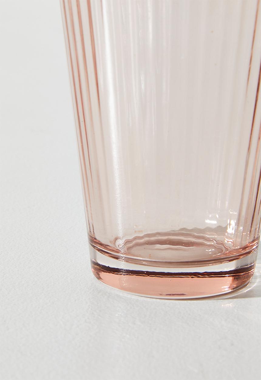 Excellent Houseware - Ribbed Peach  Drinking Glass Set - 6pcs