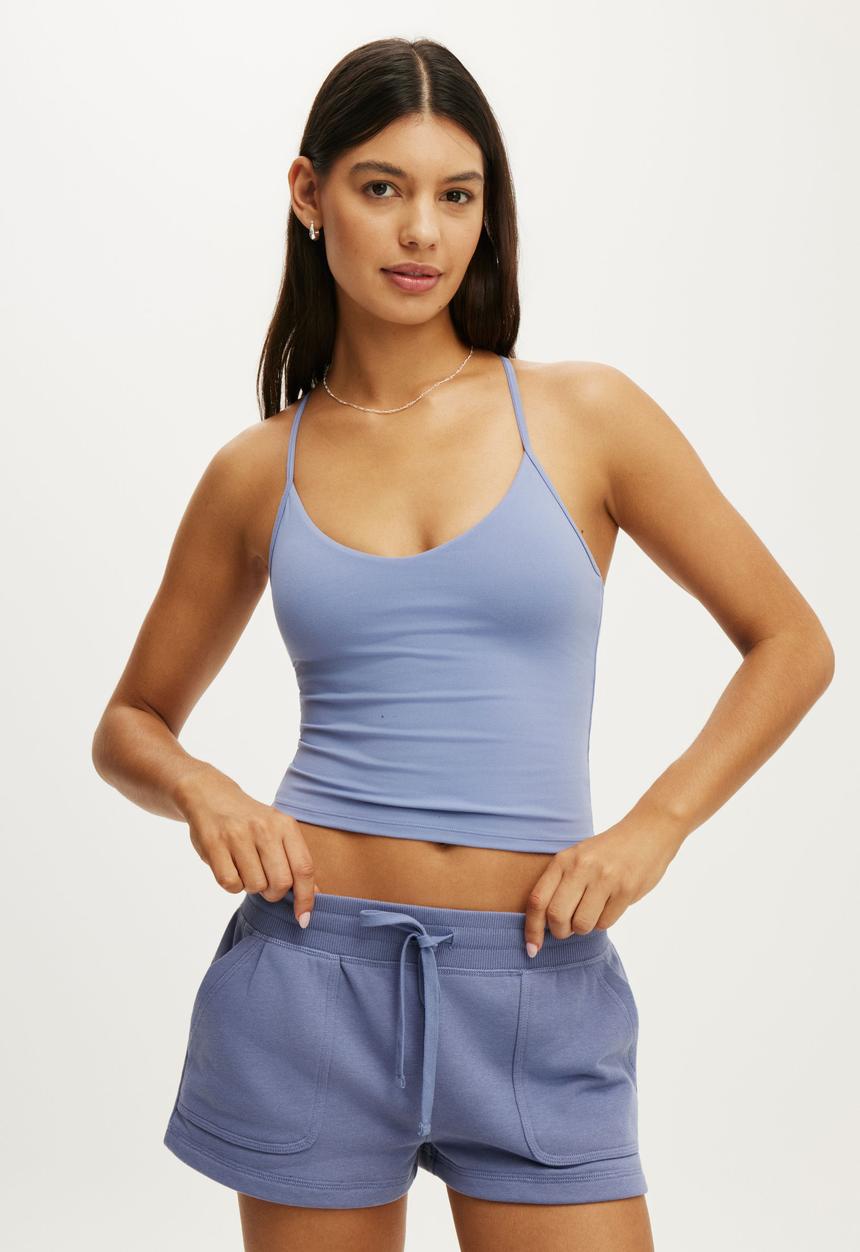 Cotton On - Active Fleece Utility Short - Blue Ice