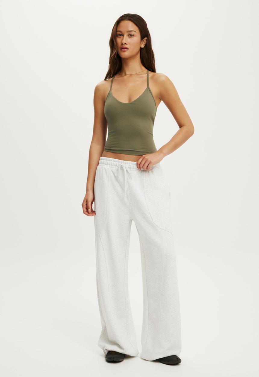 Cotton On - Active Fleece Utility Sweatpant - Light Grey Marle