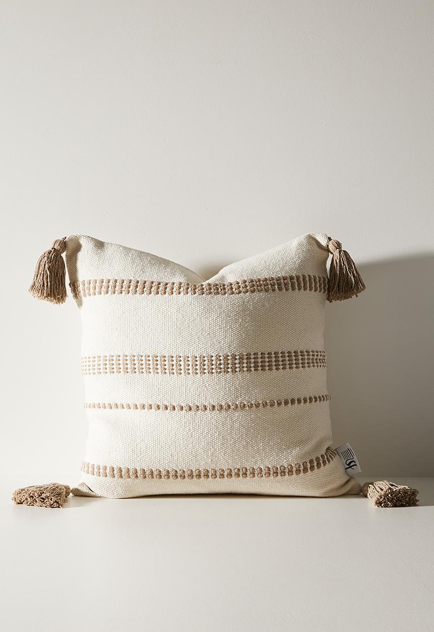 Sixth Floor - Vesper Stripe stitched Cushion Cover - Natural