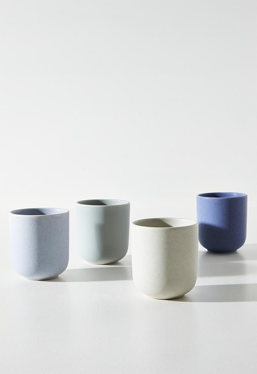 Excellent Houseware - Multi Stoneware Cres Mug Set - 250ml 4pcs Set