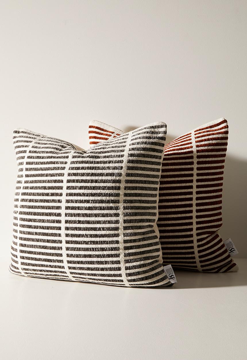 Sixth Floor - Alis Woven Stripe Scatter - Charcoal