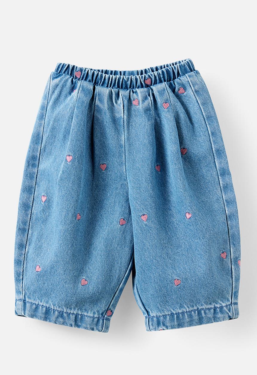 Cotton On - Baby Denim Barrel Jean - Burleigh Blue Wash/Heart