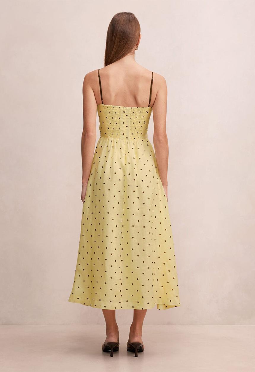 Forever New - Isabella tie front linen midi dress in cyprus spot