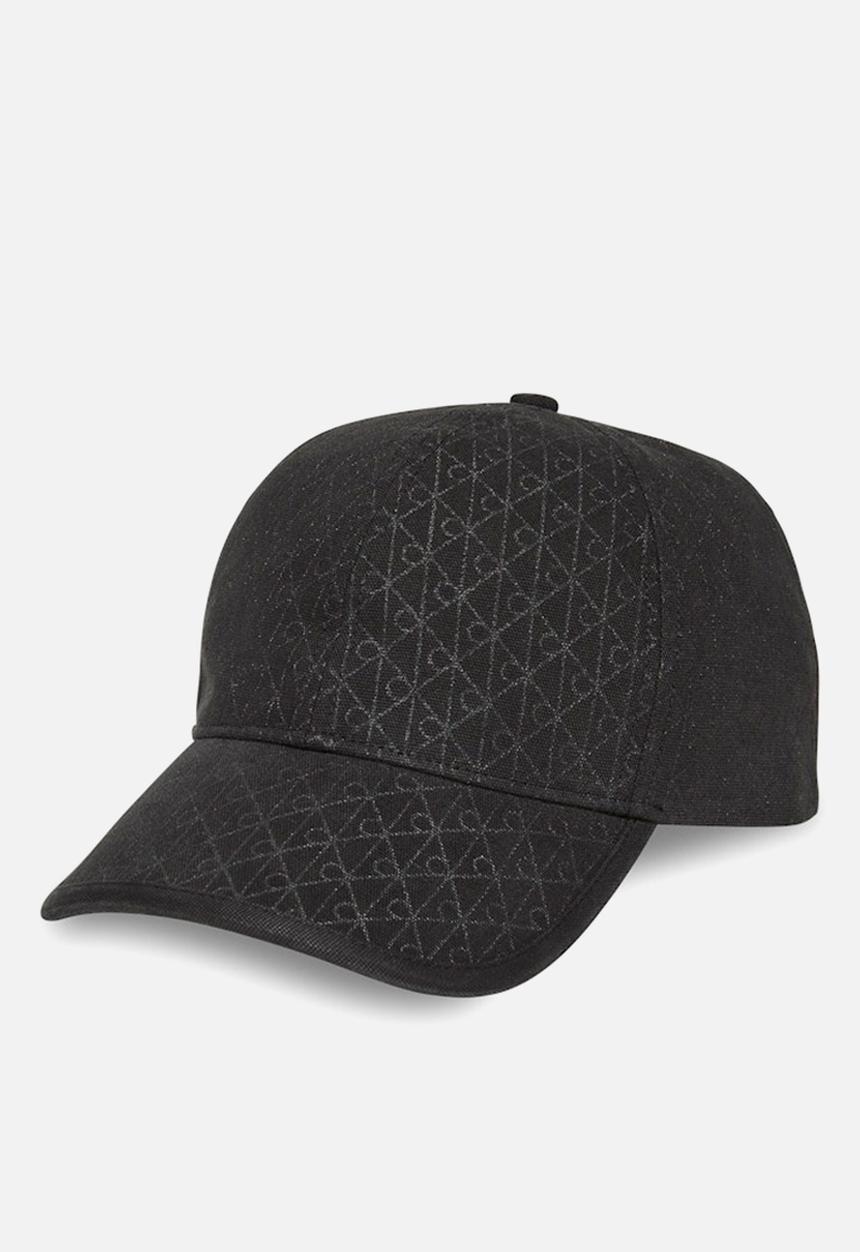 Calvin Klein - Emblem Print W Leather Patch Cap - Charcoal Aop