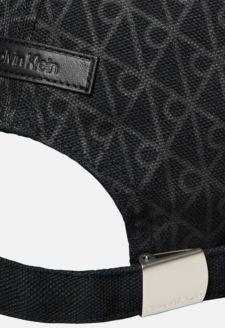 Calvin Klein - Emblem Print W Leather Patch Cap - Charcoal Aop